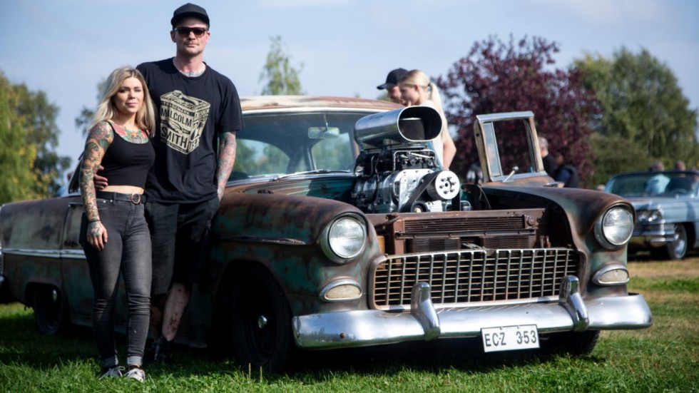 Sally Strand och Björn Roos visade upp sin ombyggda Chevrolet Bel Air från 1955. "Inget är original förutom skalet."