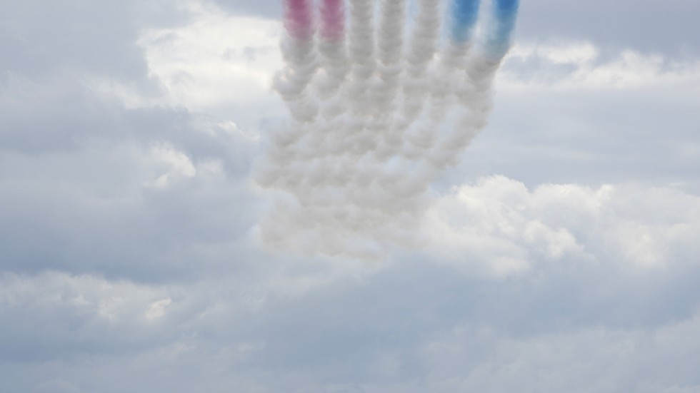 Flyguppvisning i samband med F1-loppet i Silverstone förra året.