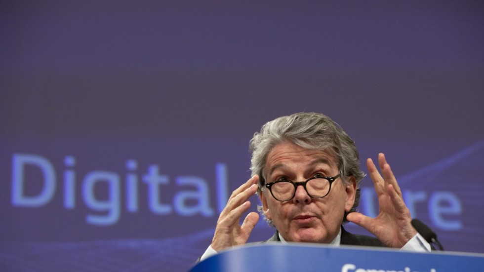 EU-kommissionären Thierry Breton, med särskilt ansvar för den inre marknaden och industrin, ska träffa EU-parlamentets transport- och turismutskott för att tala om coronakrisens effekter. Arkivfoto,