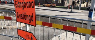 Köer i trafiken på grund av vägarbete