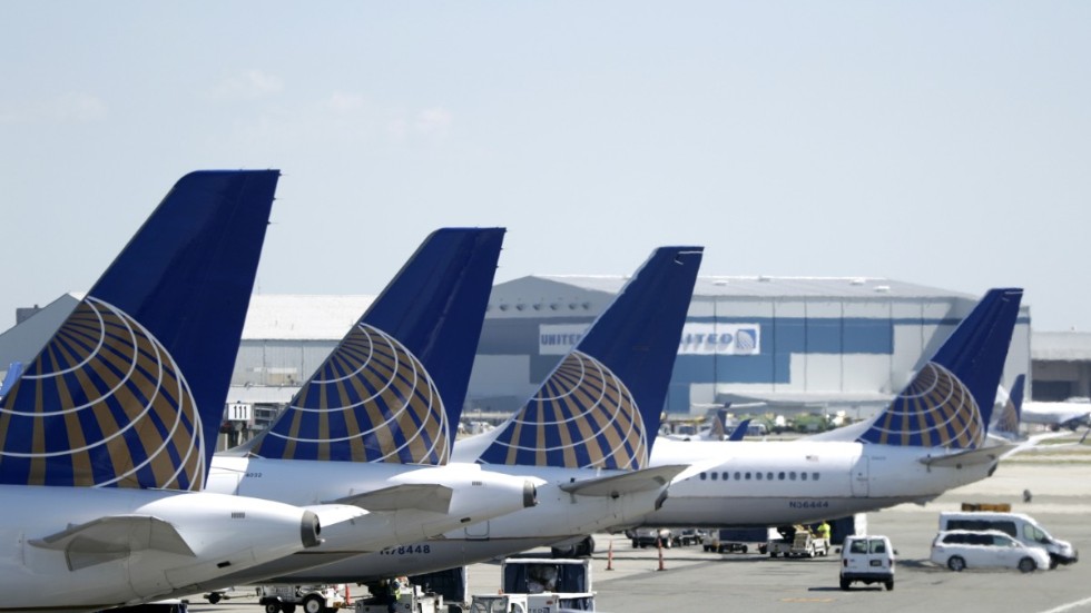 United Airlines-flygplan på Newarks flygplats utanför New York. Arkivbild.